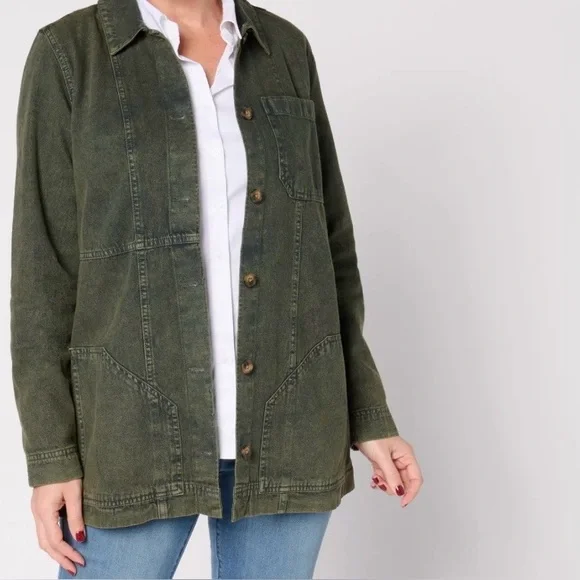 Joan Rivers Denim Shirt Jacket with Seaming Details (Size XS) - Picture 1 of 9